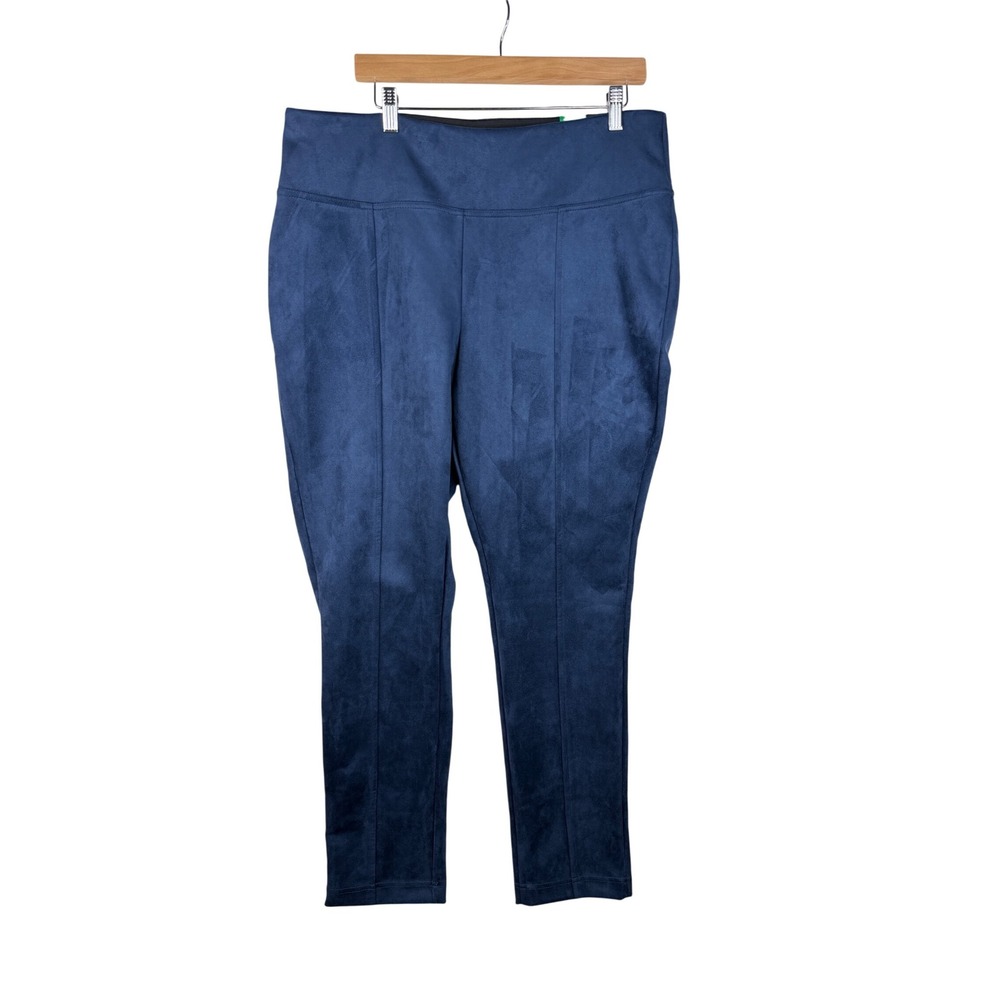 Andrew Marc Velvet Elastic Waist Pull On Leggings size XL Blue NWT